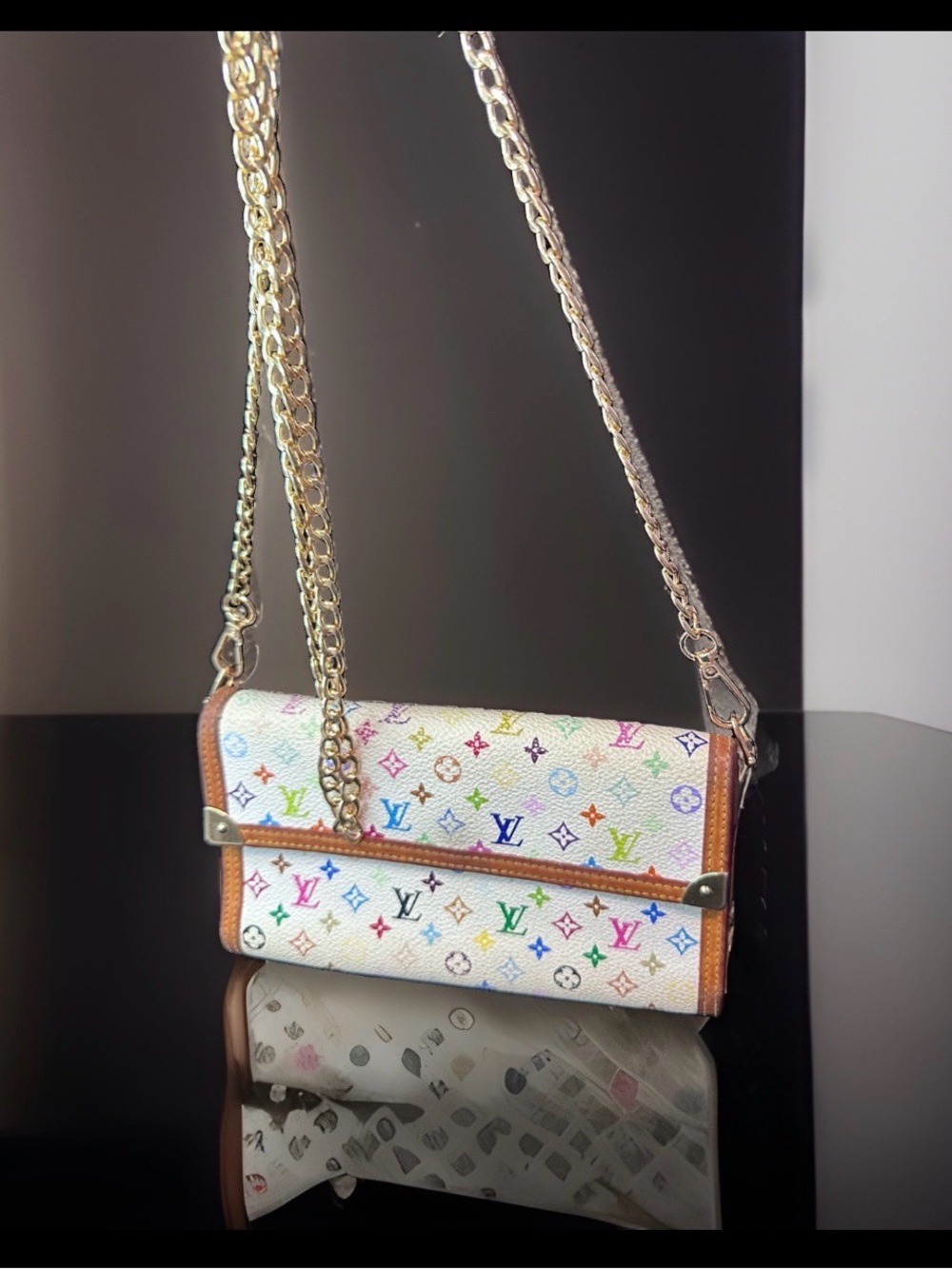 Louis Vuitton Porte international Murakami wallet on chain WOC